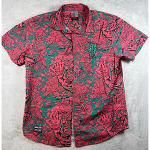 Killer Acid x Santa Cruz Collab 100% Cotton Collared Graphic Button Up T Shirt